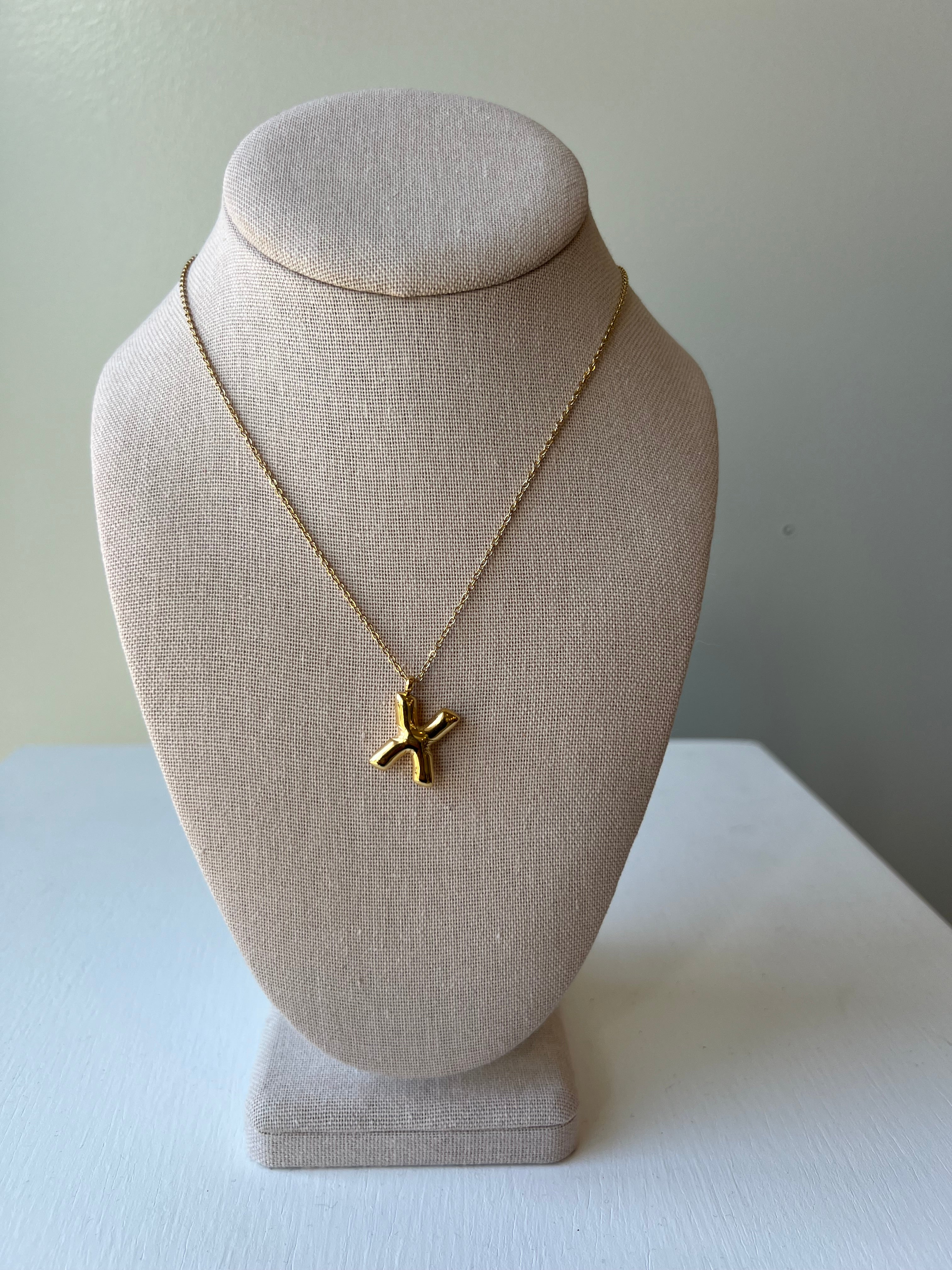 Bubble Letter Necklace in Gold