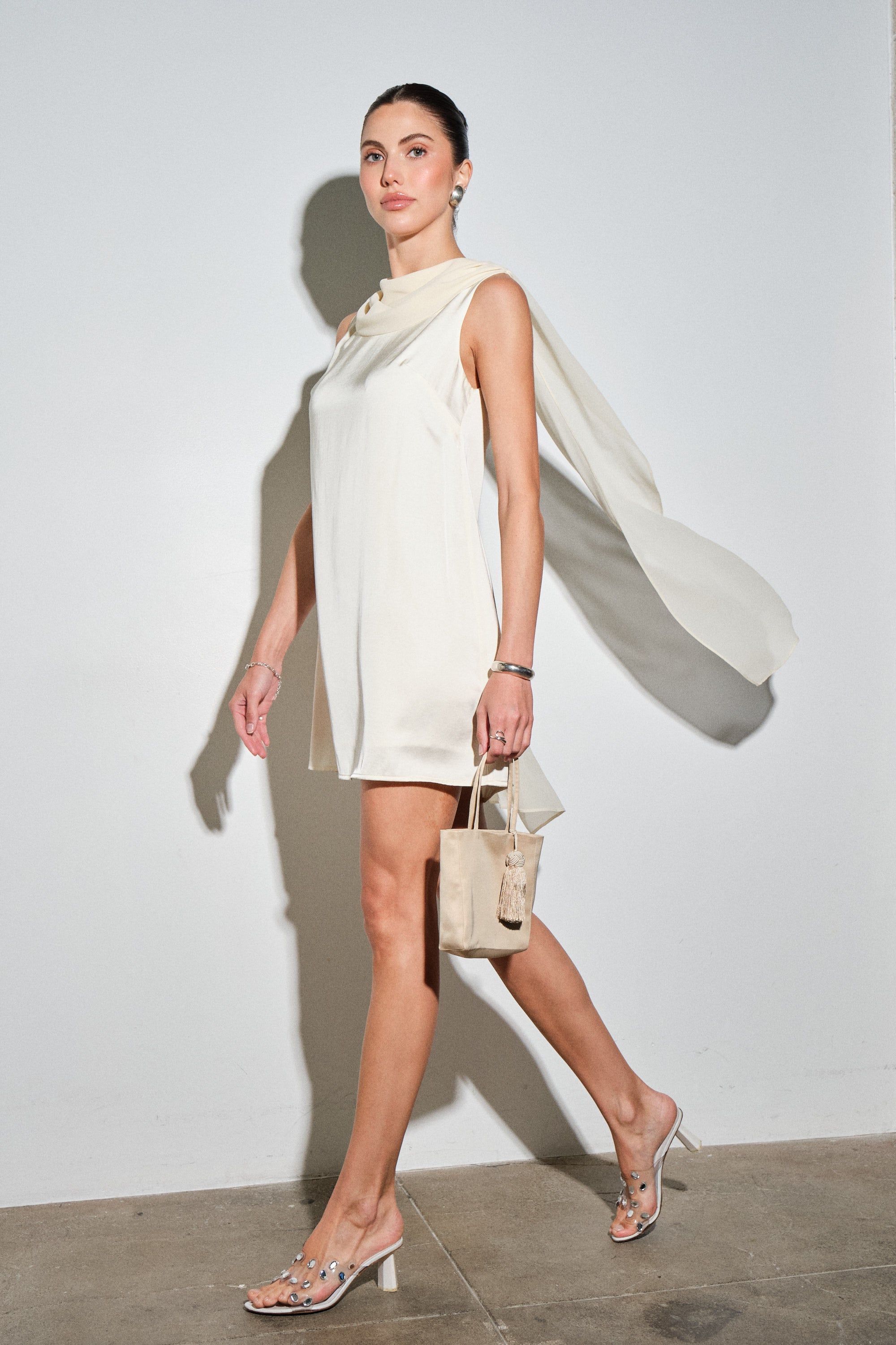 Serenity White Satin Mini Dress