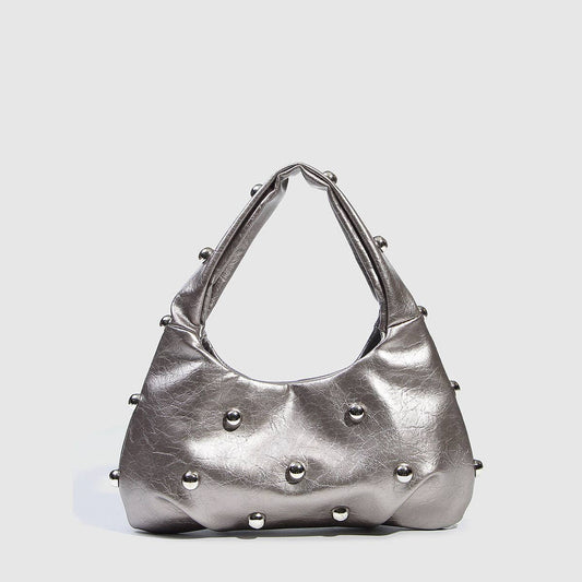 Silver Studded Dumpling Bag