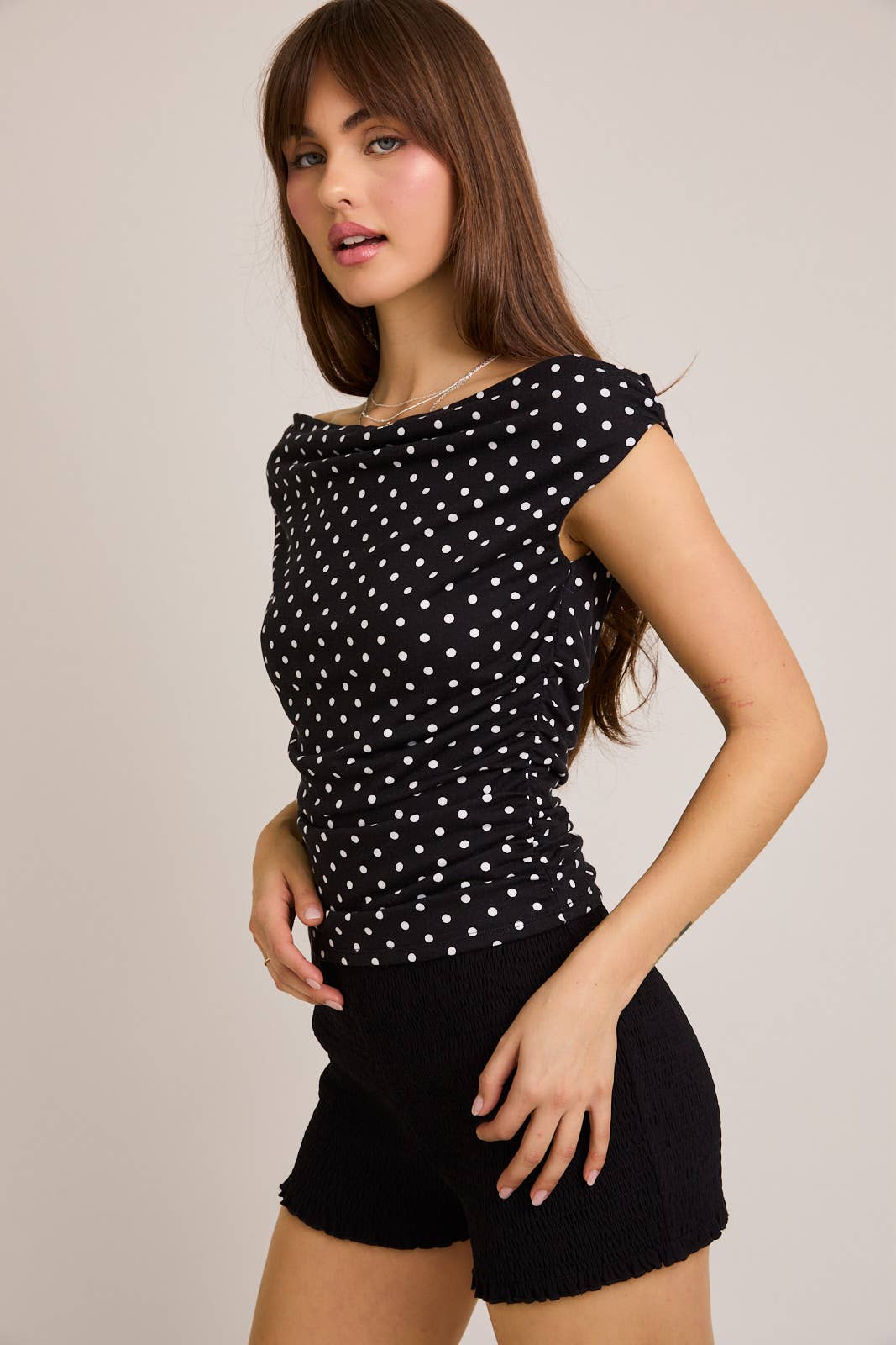 Billie Polka Dot Off Shoulder Top