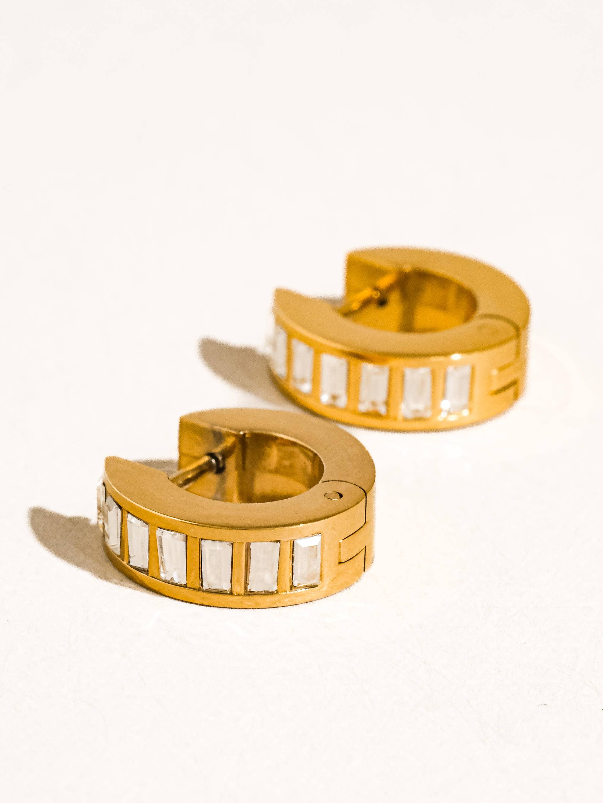 Joielle Baguette Hoops in Gold