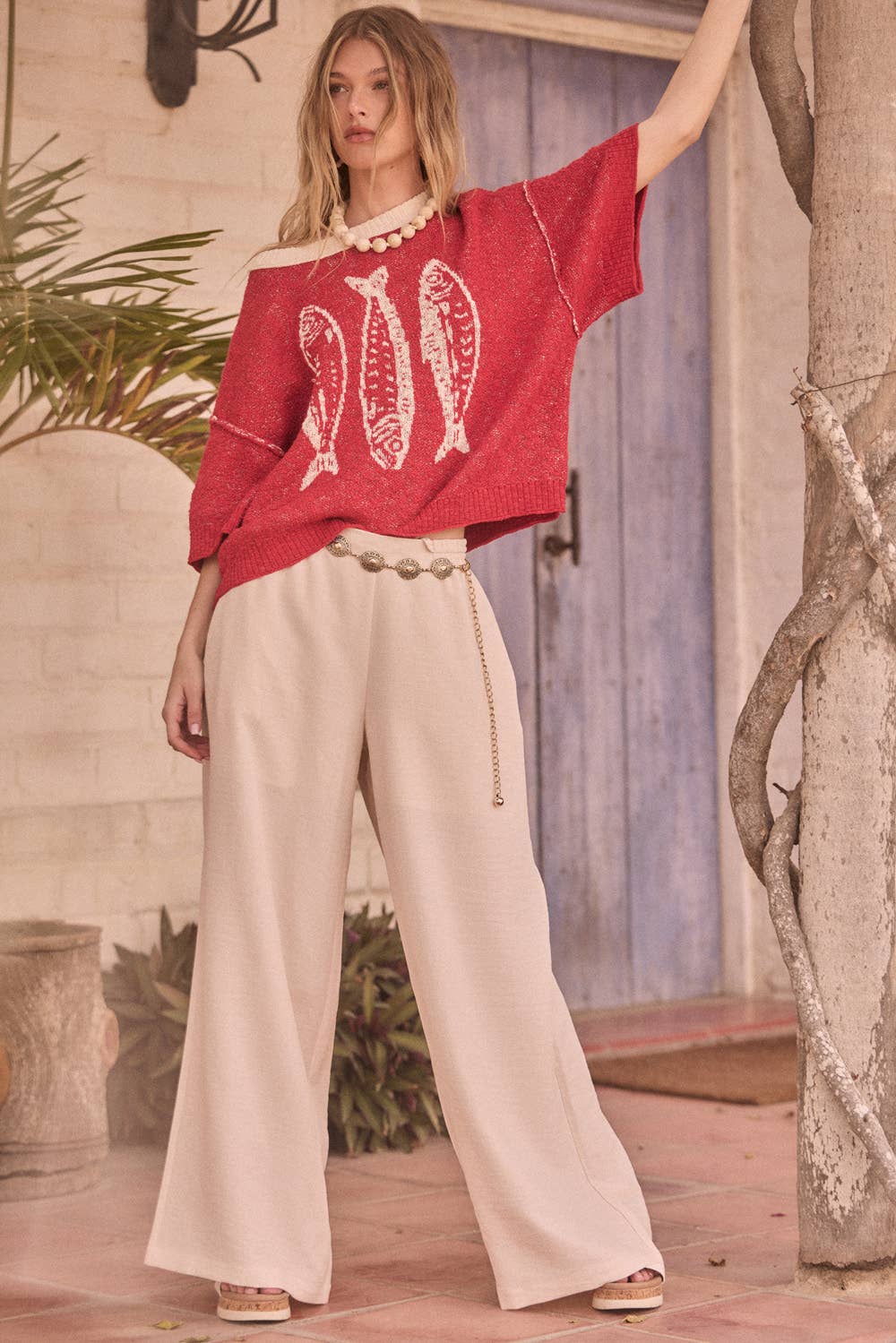 Fishes Textured Short Sleeve