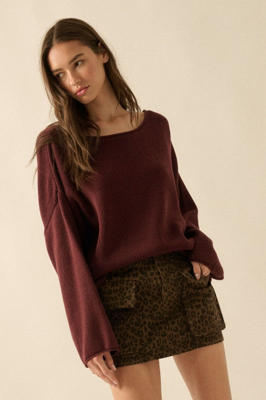 Belinda Oversized Sweater in Plum