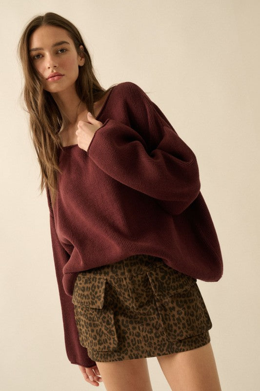 Belinda Oversized Sweater in Plum