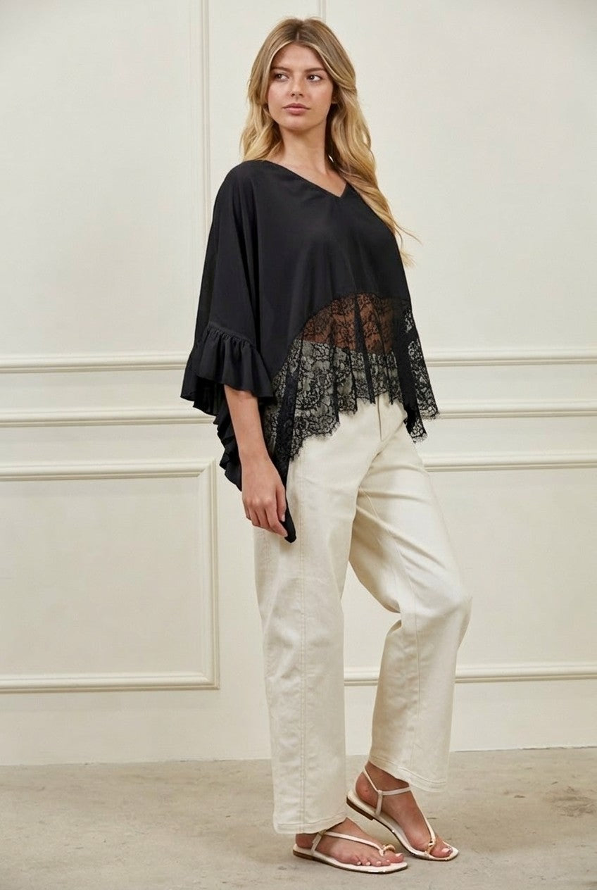 Sheer Lace Pancho Top