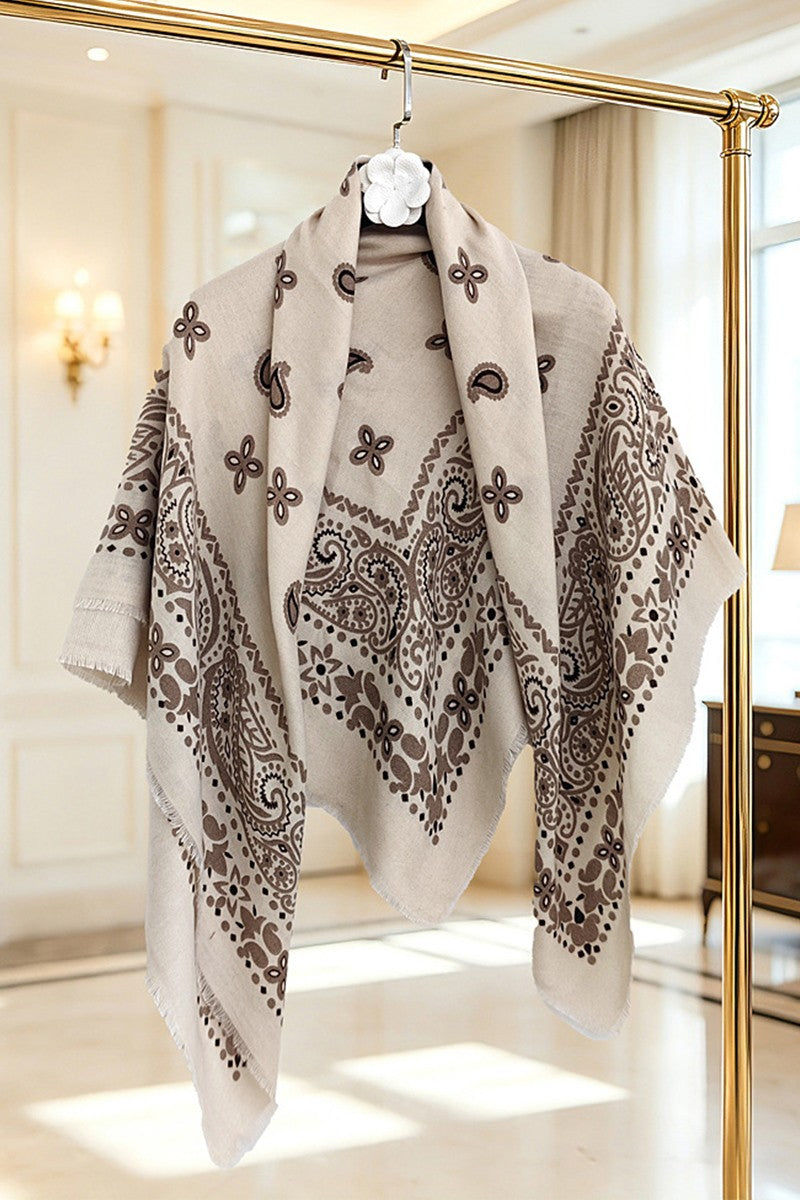 Beige Paisley Shawl Wrap