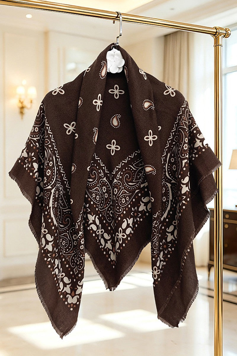 Brown Paisley Shawl Wrap