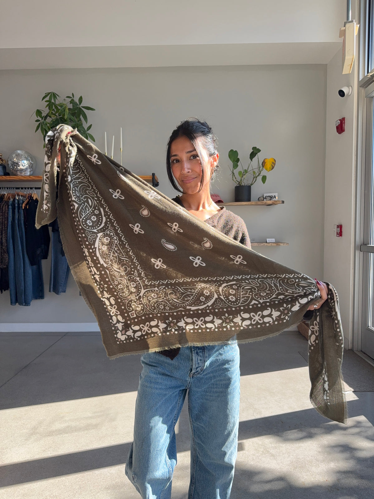 Green Paisley Shawl Wrap