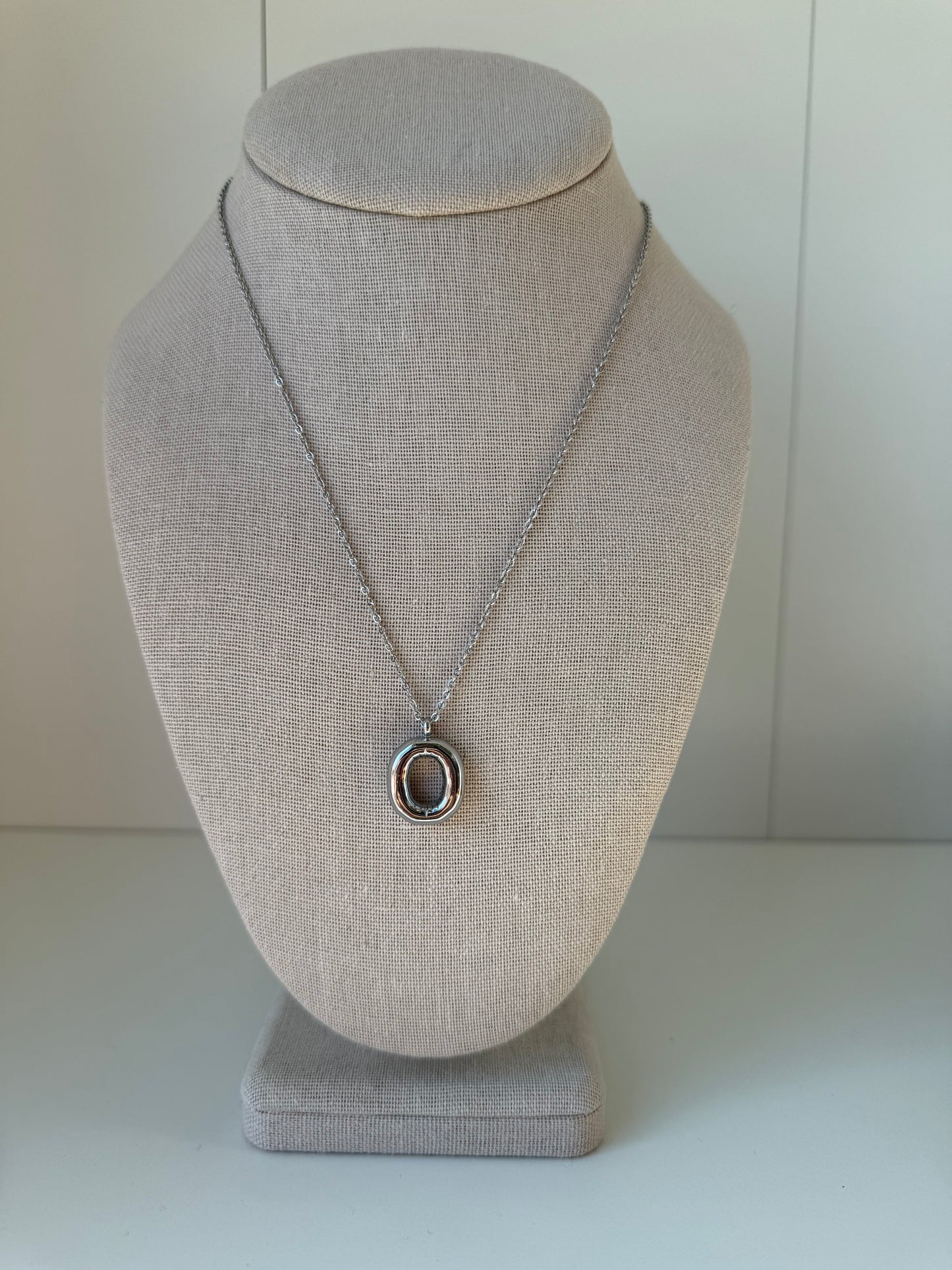 Bubble Letter Necklace in Silver