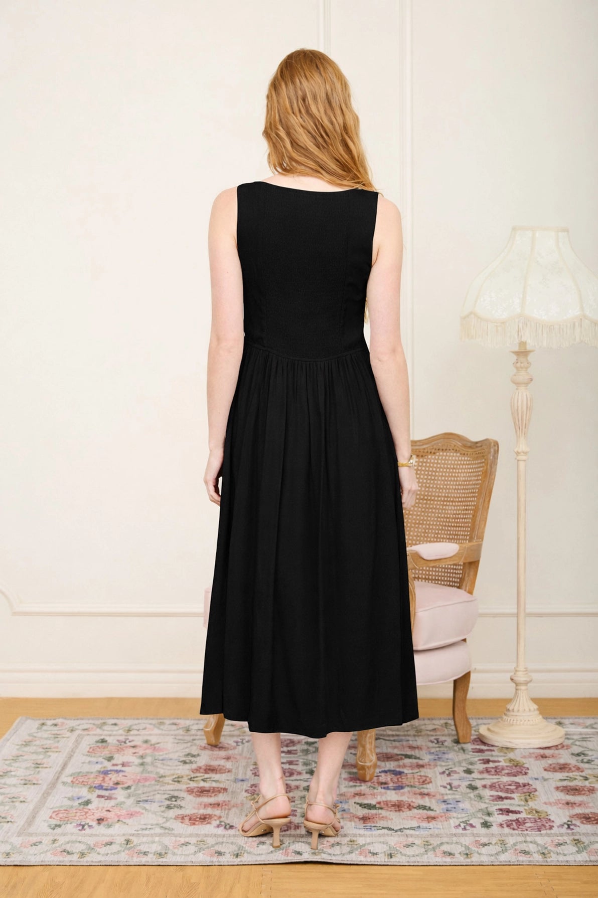 Basque Waist Midi Dress