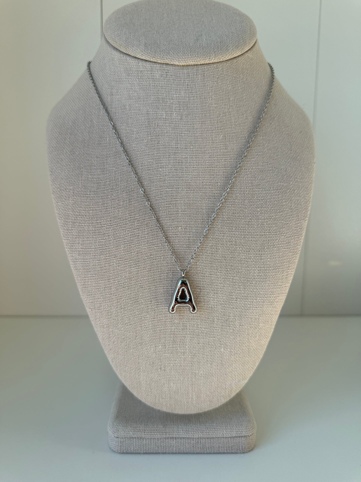 Bubble Letter Necklace in Silver