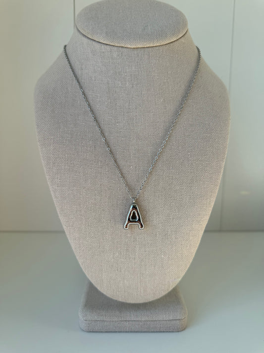 Bubble Letter Necklace in Silver