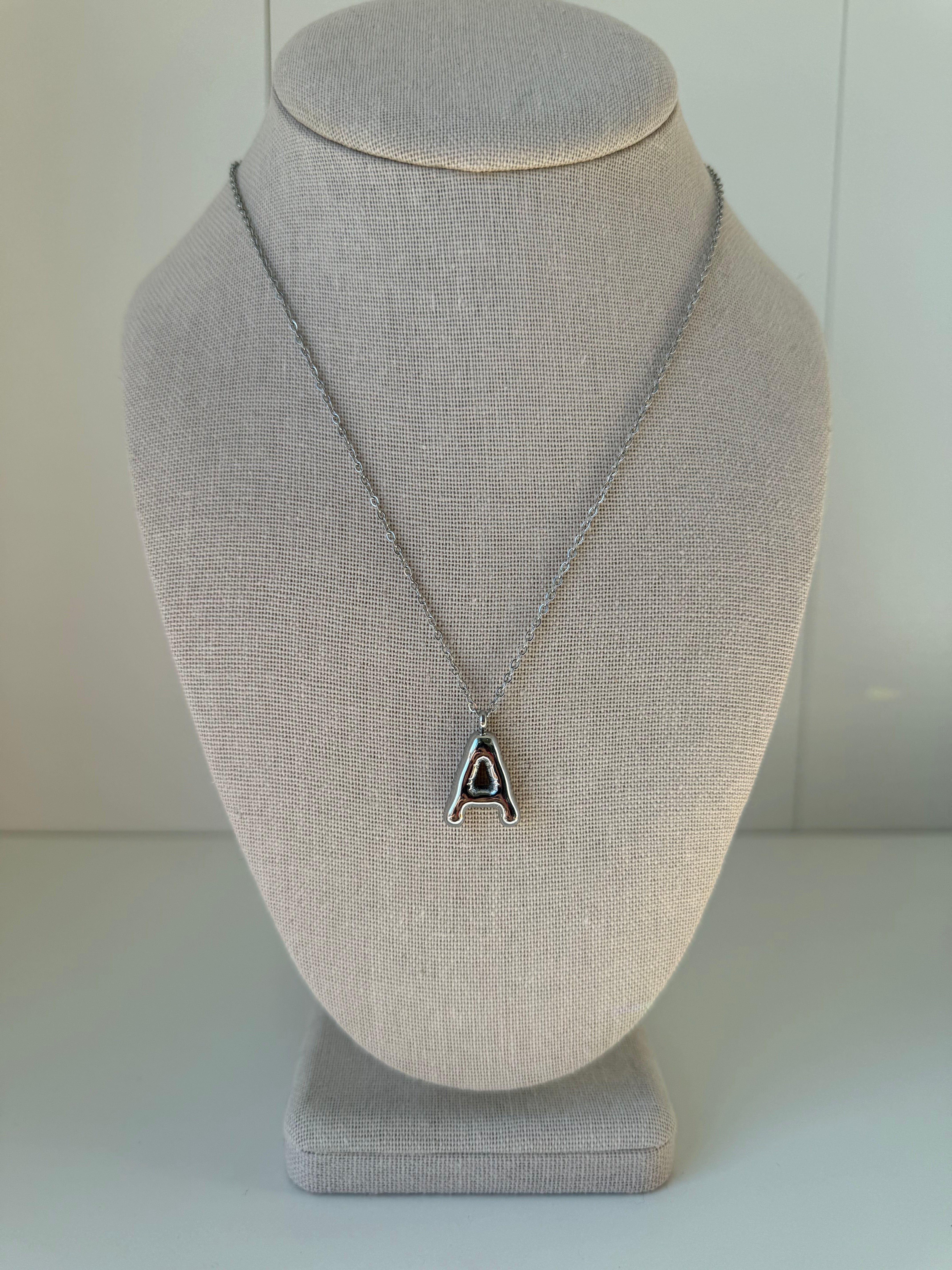 Bubble Letter Necklace in Silver