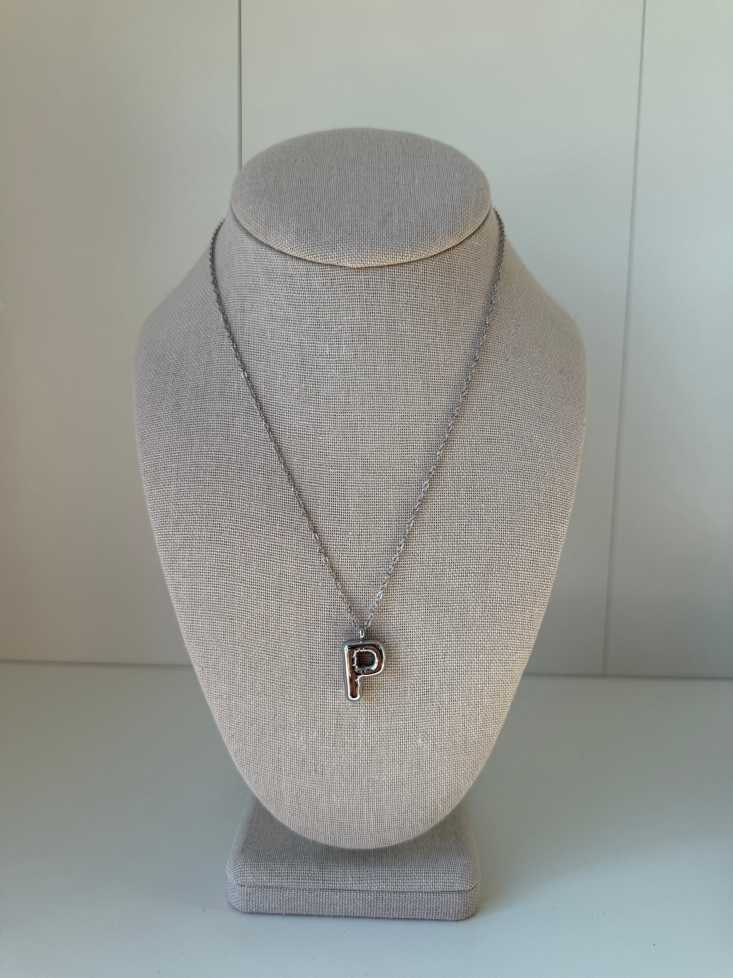 Bubble Letter Necklace in Silver