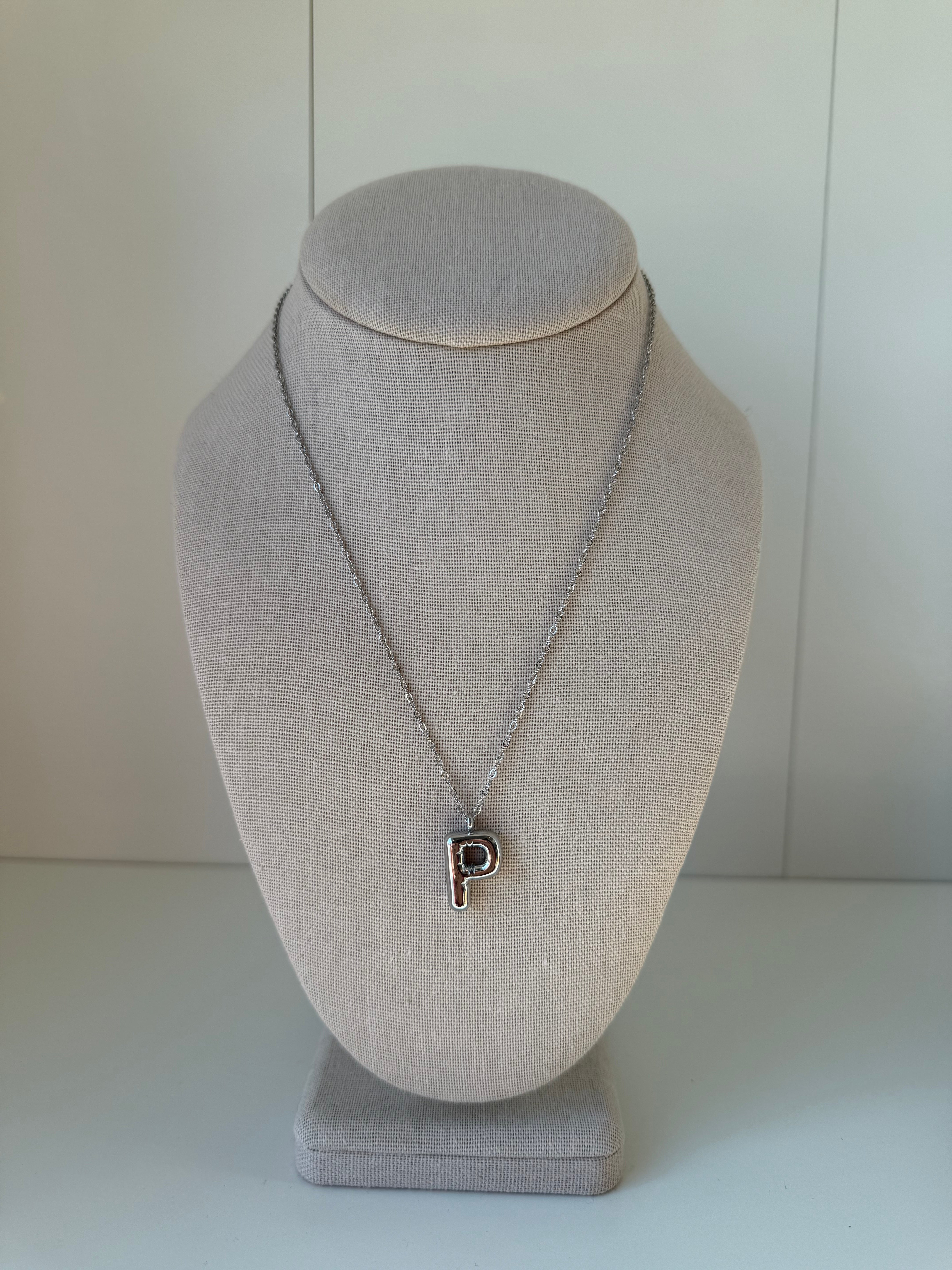 Bubble Letter Necklace in Silver