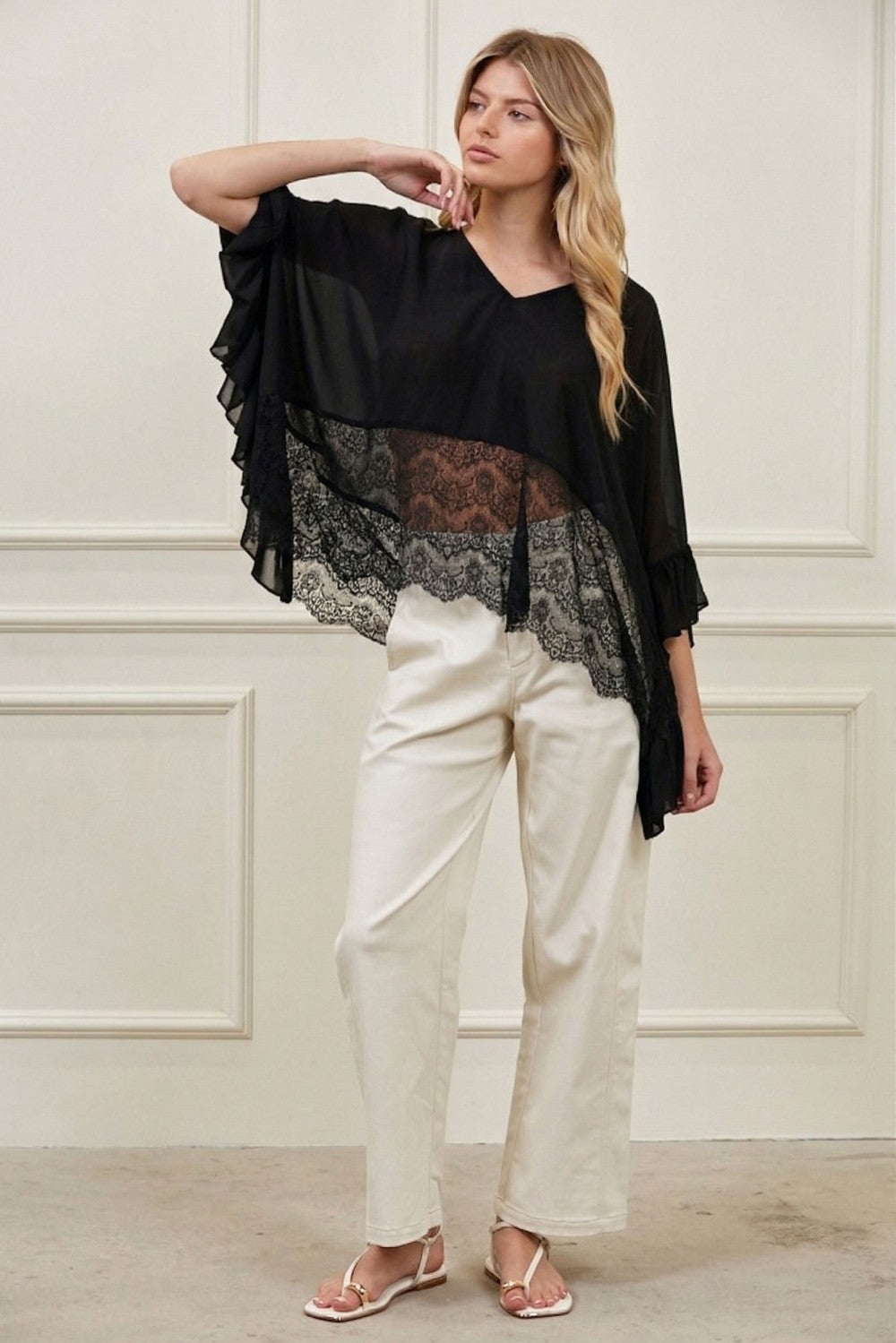 Sheer Lace Pancho Top