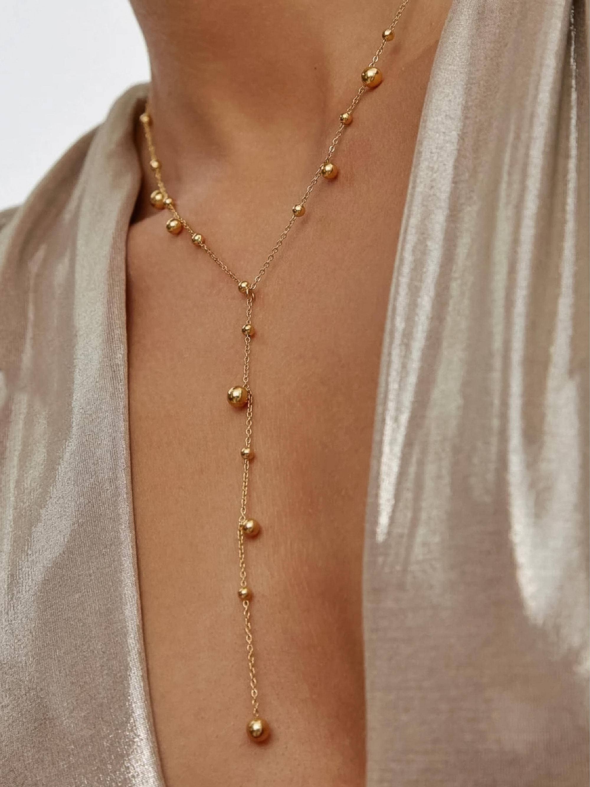 Beaded Y Lariat Necklace