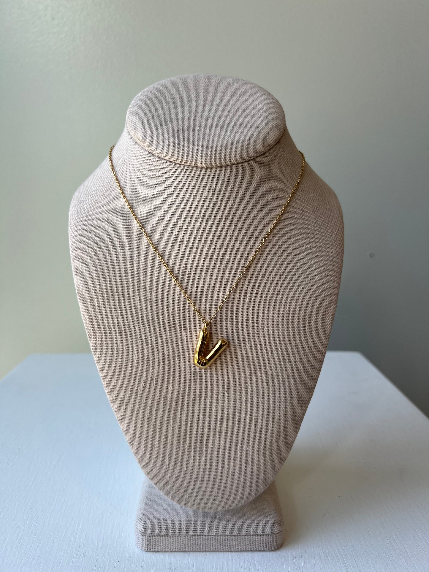 Bubble Letter Necklace in Gold