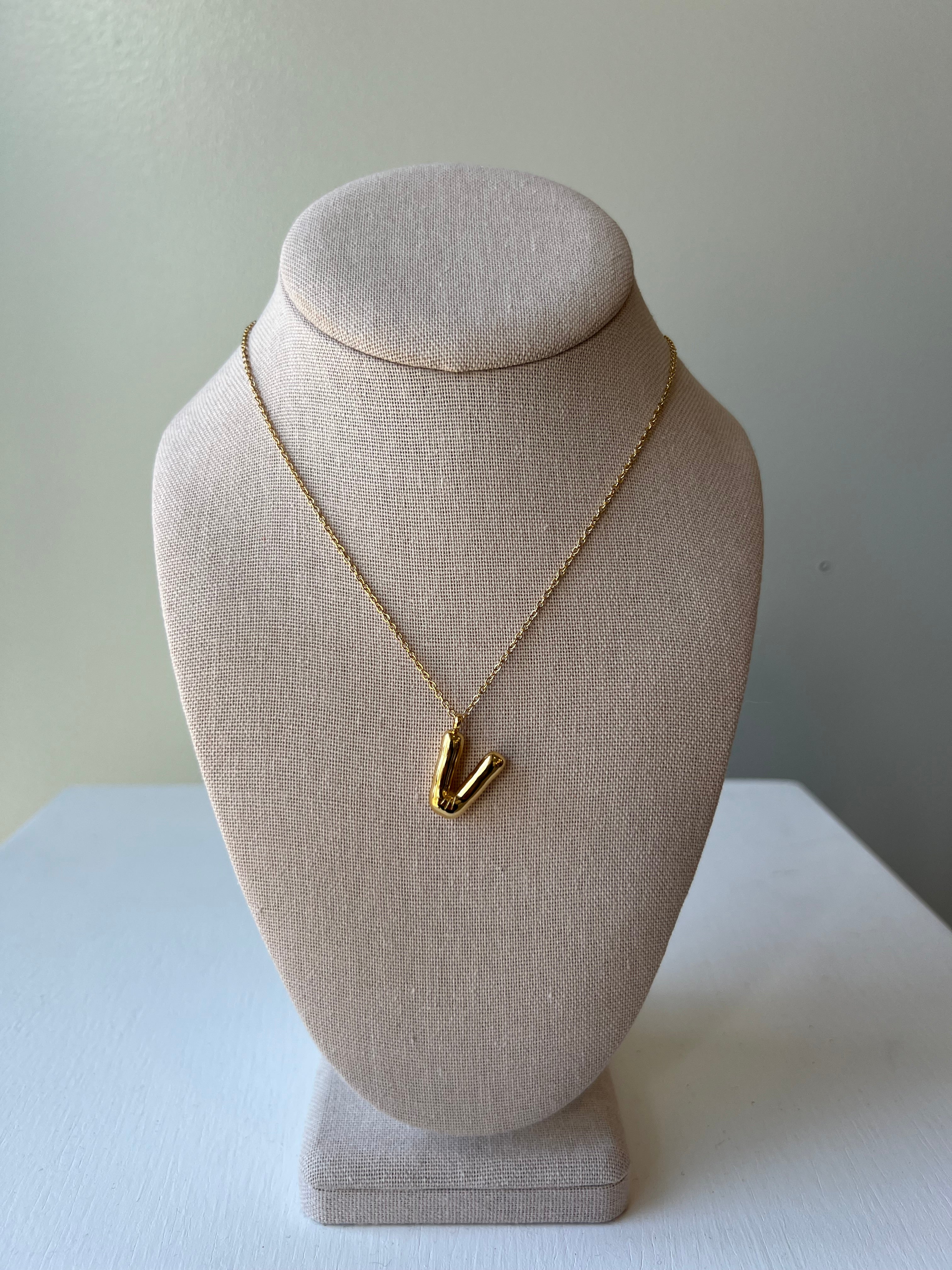 Bubble Letter Necklace in Gold