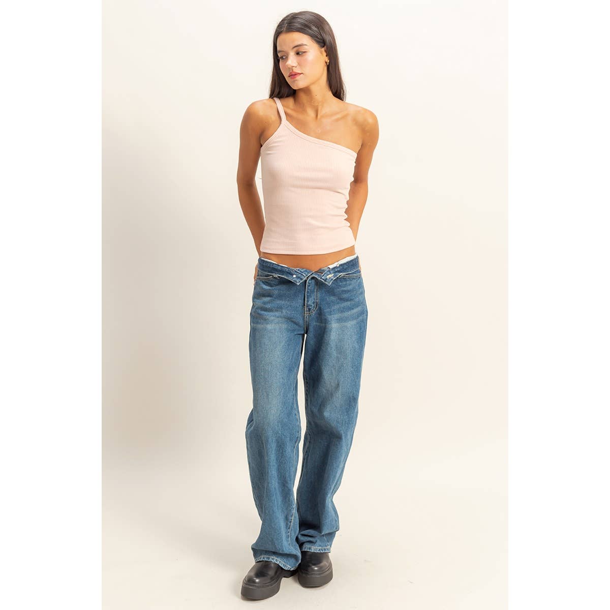 Steph One Shoulder Cami in Light Pink