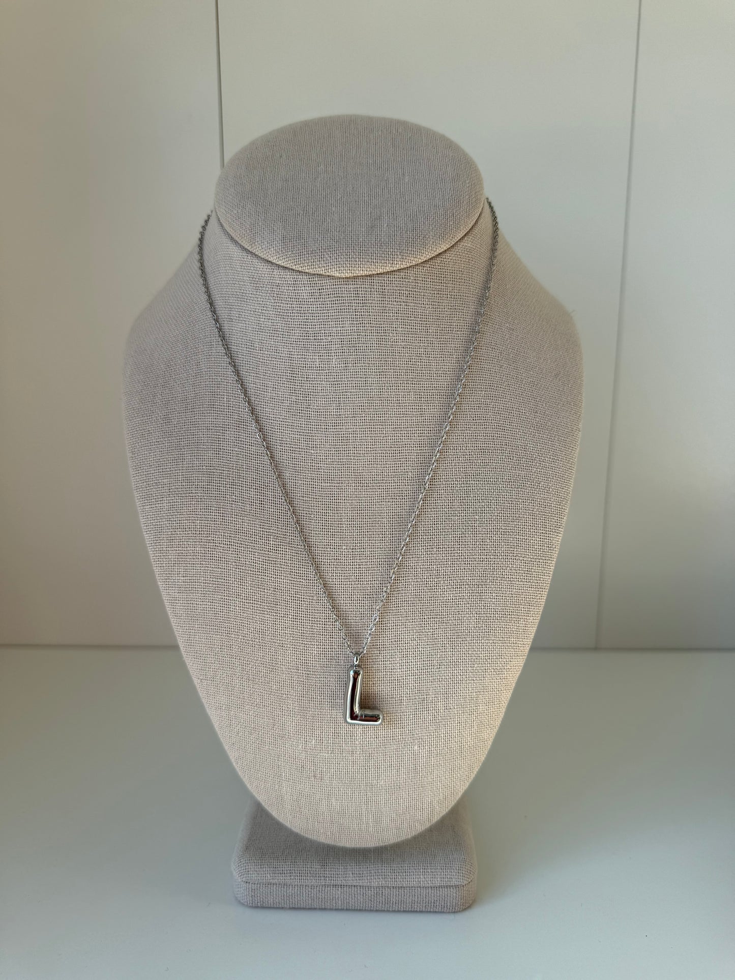 Bubble Letter Necklace in Silver