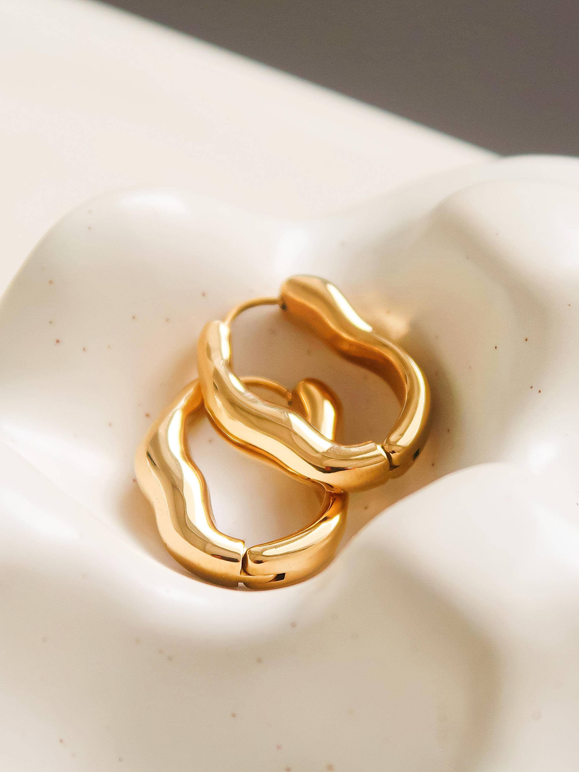 Devon Wave Hoops in Gold