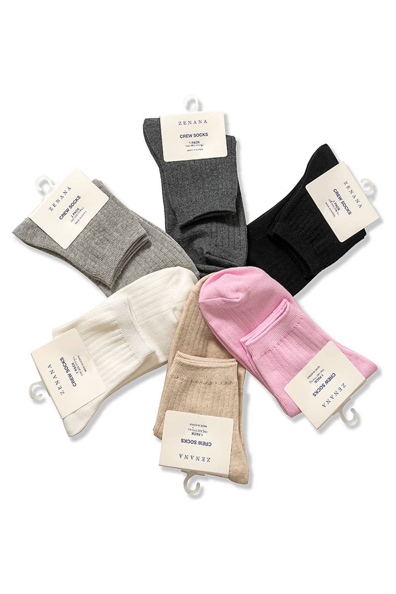 Cotton Crew Socks | White