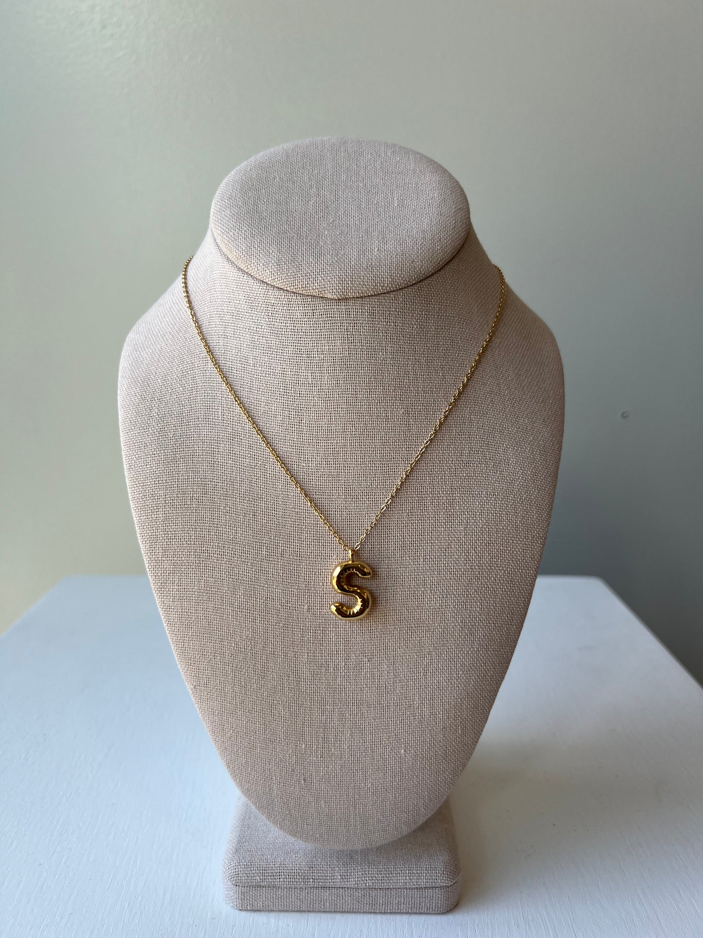Bubble Letter Necklace in Gold