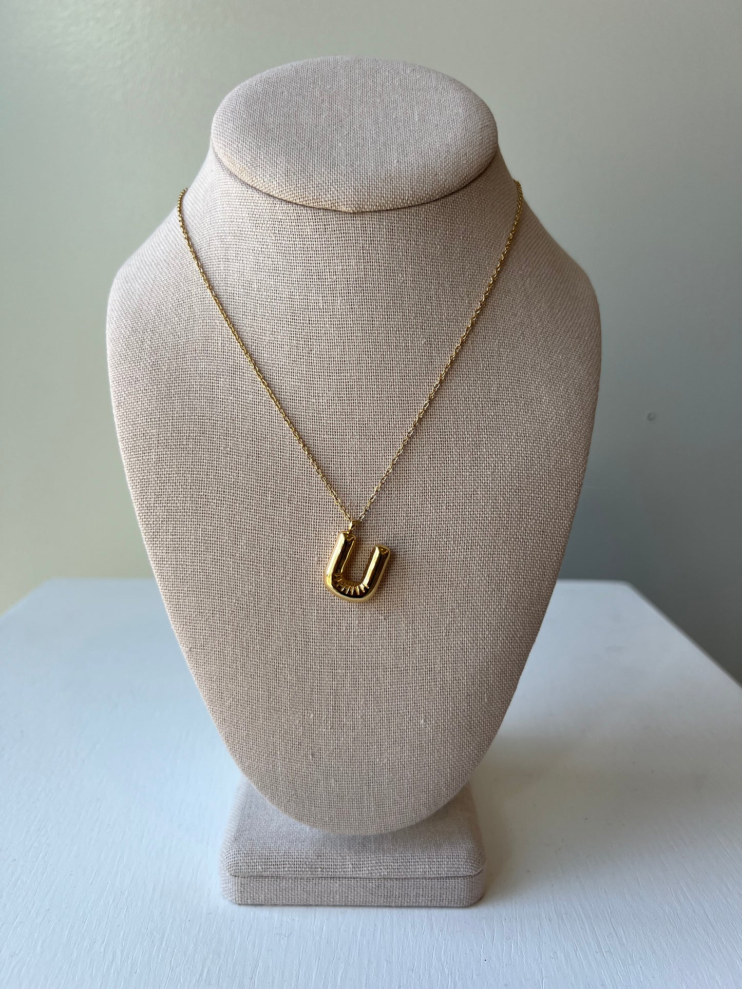 Bubble Letter Necklace in Gold