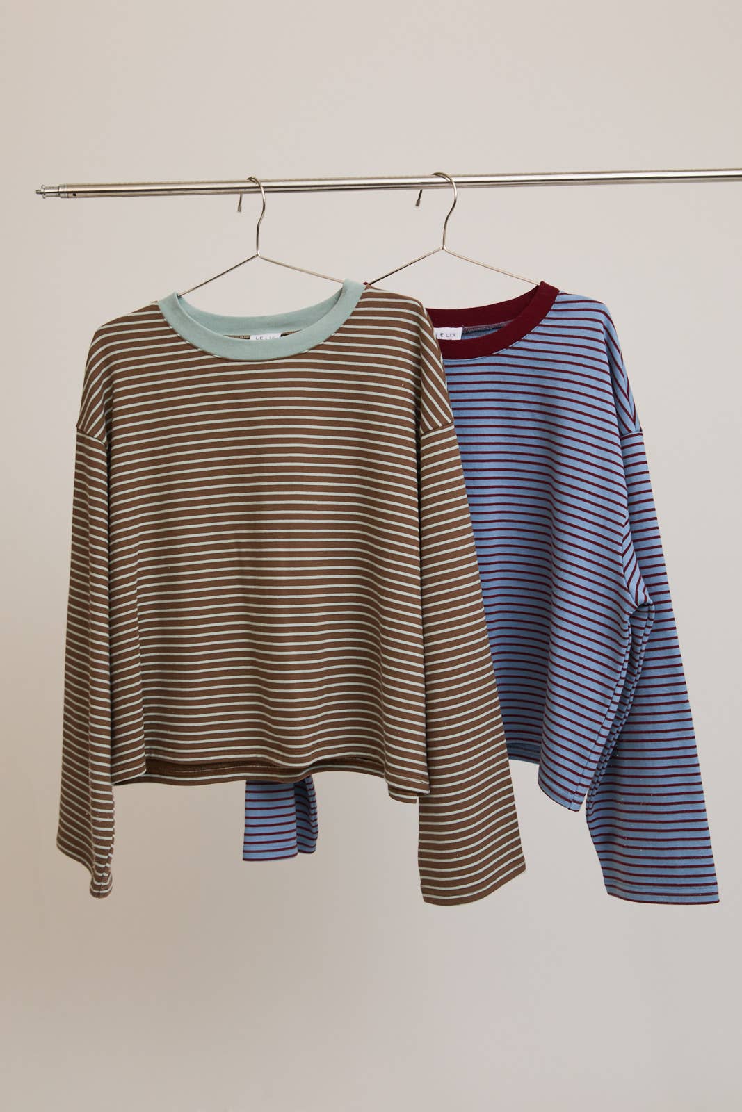 Stripe Boxy Tee in Blue Burgundy