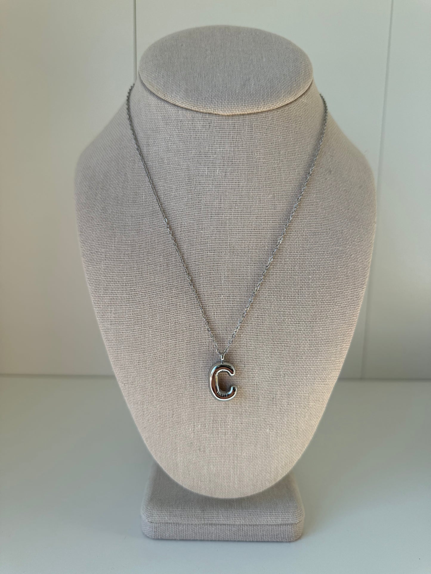 Bubble Letter Necklace in Silver