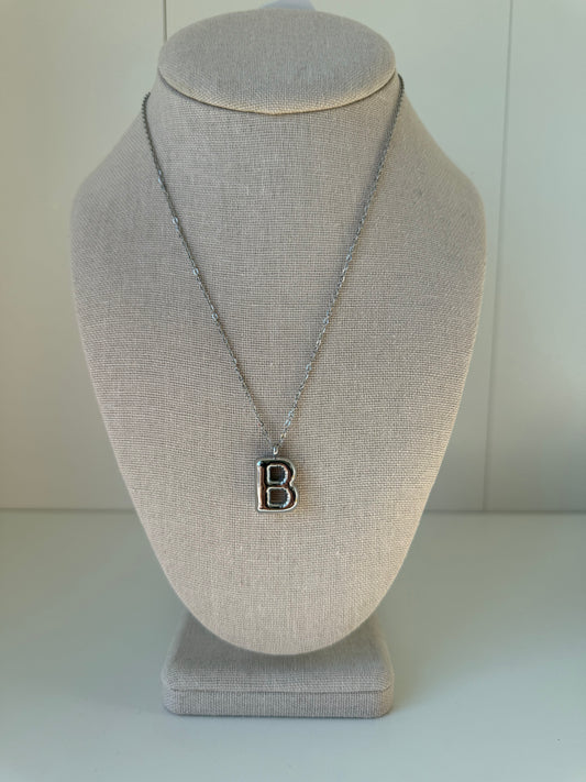 Bubble Letter Necklace in Silver