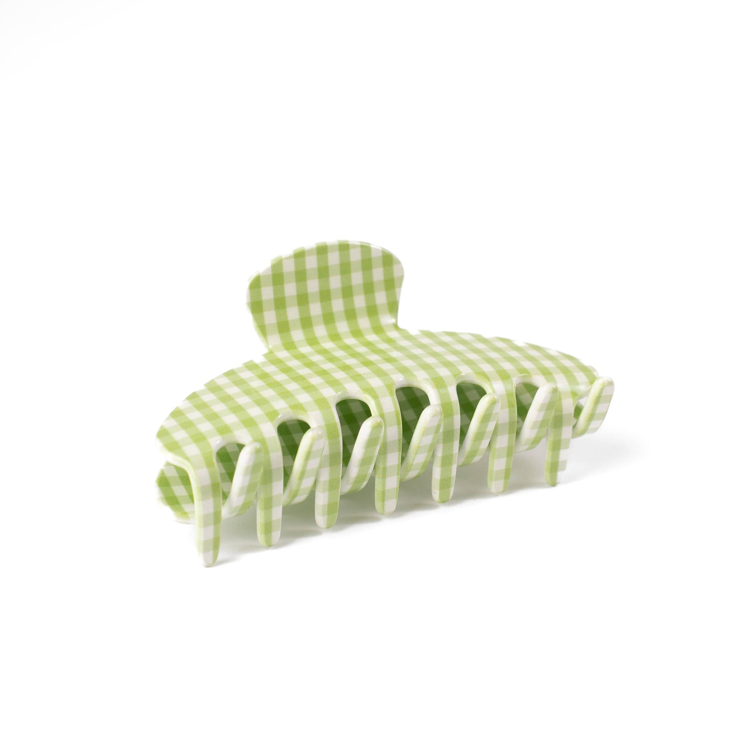 Green Gingham Claw Clip