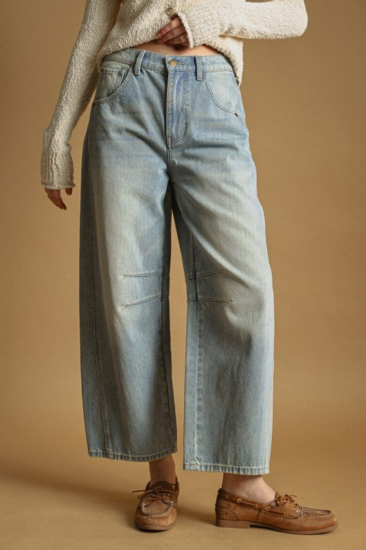 Light Wash Barrel Jeans