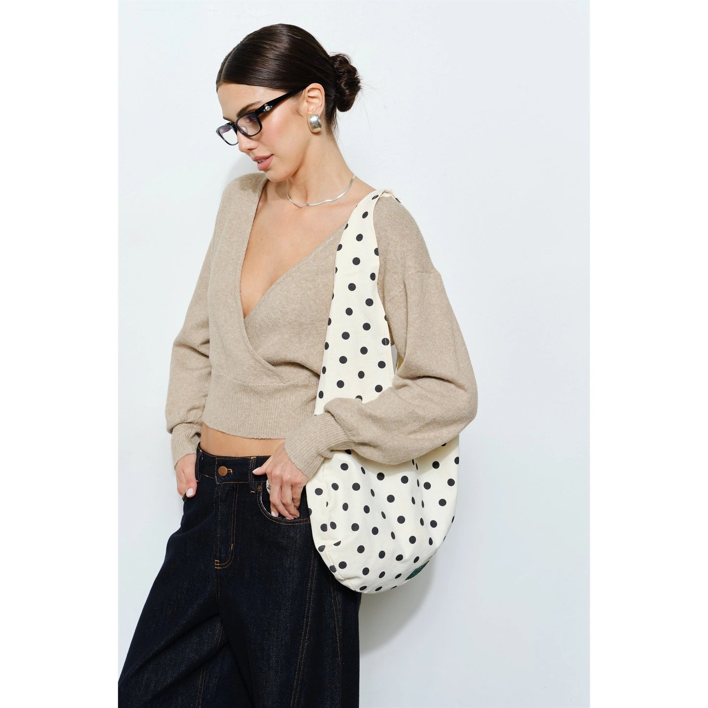 Polka Dot Tote in Black/White