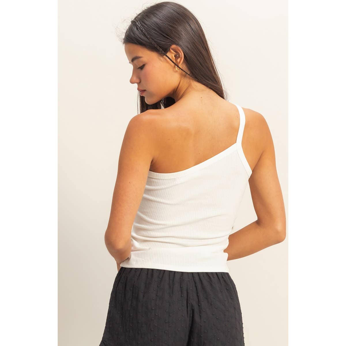 Steph One Shoulder Cami in White