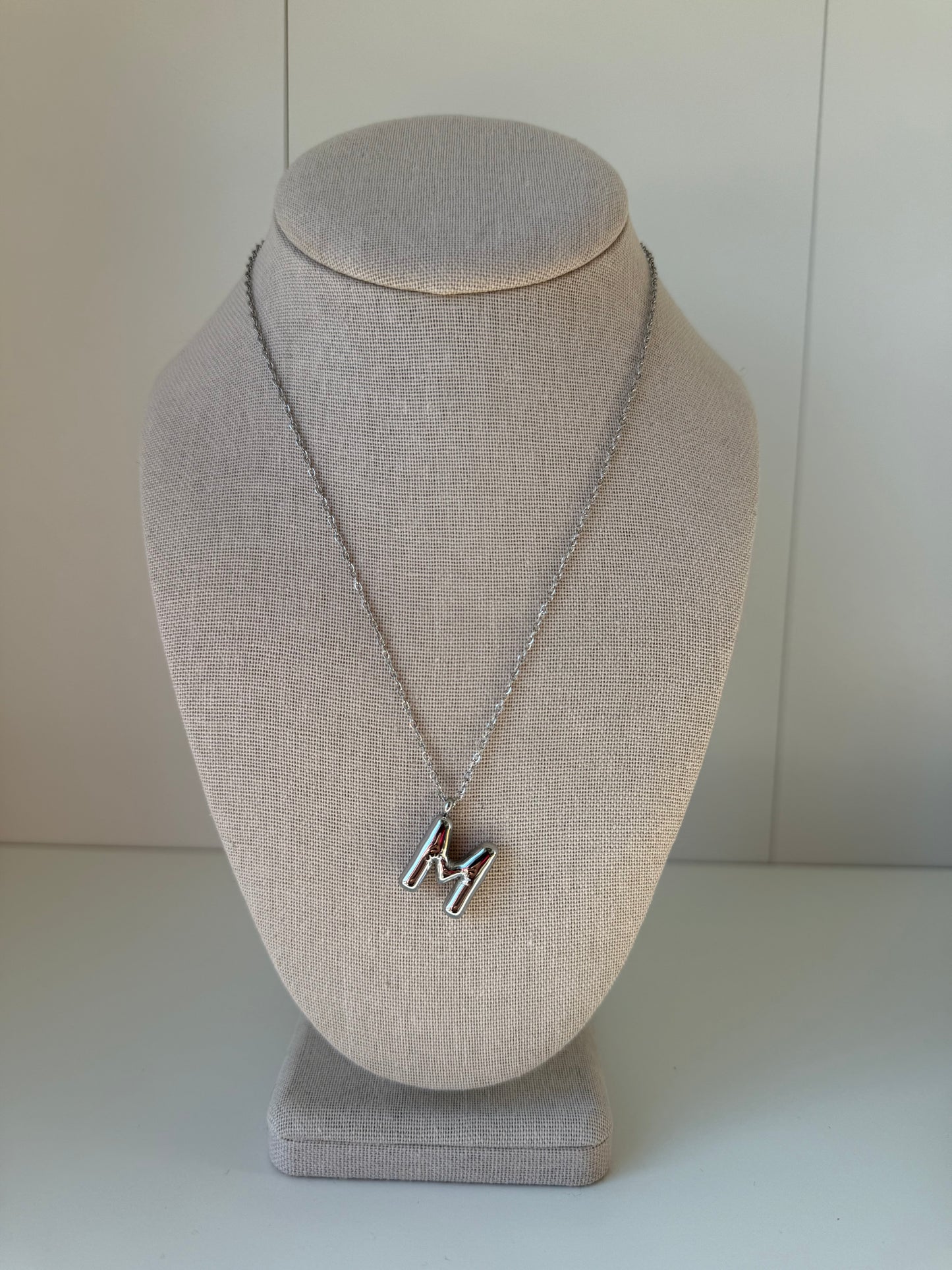 Bubble Letter Necklace in Silver
