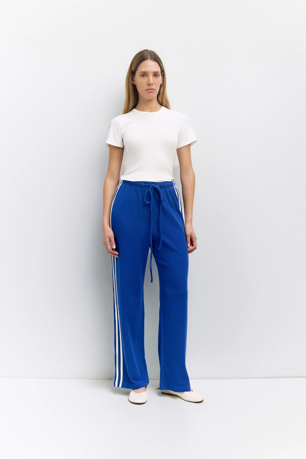 Enzo Track Pants in Blue/Cream