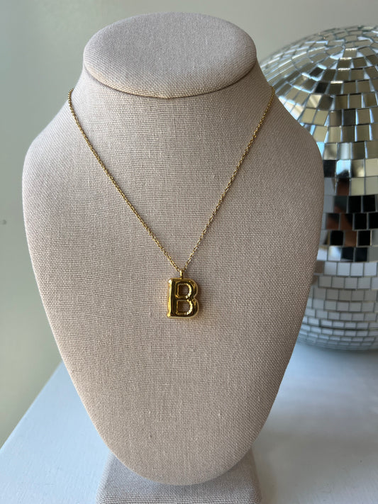 Bubble Letter Necklace in Gold