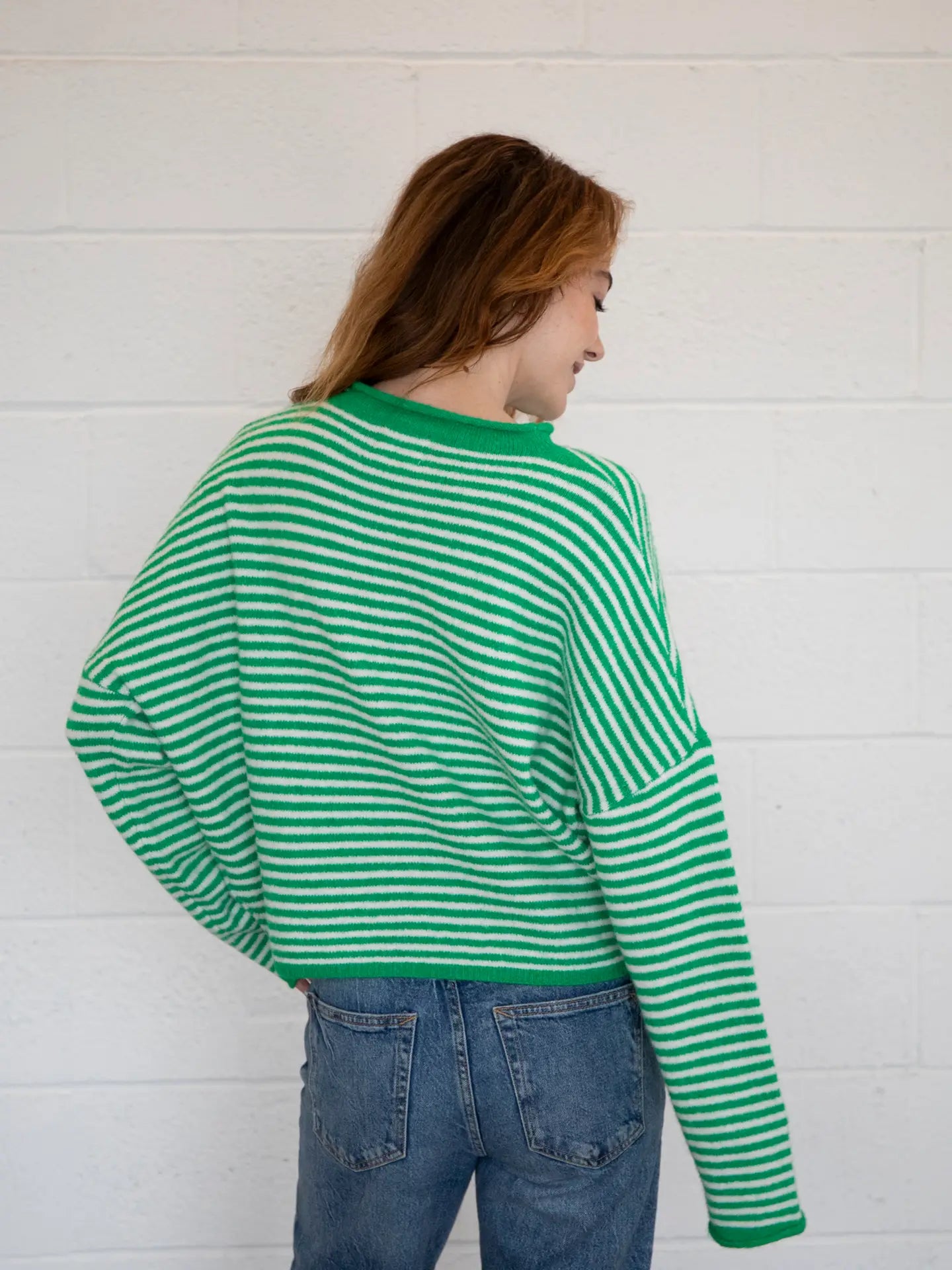 Piper Cardigan in Green Mini Stripe