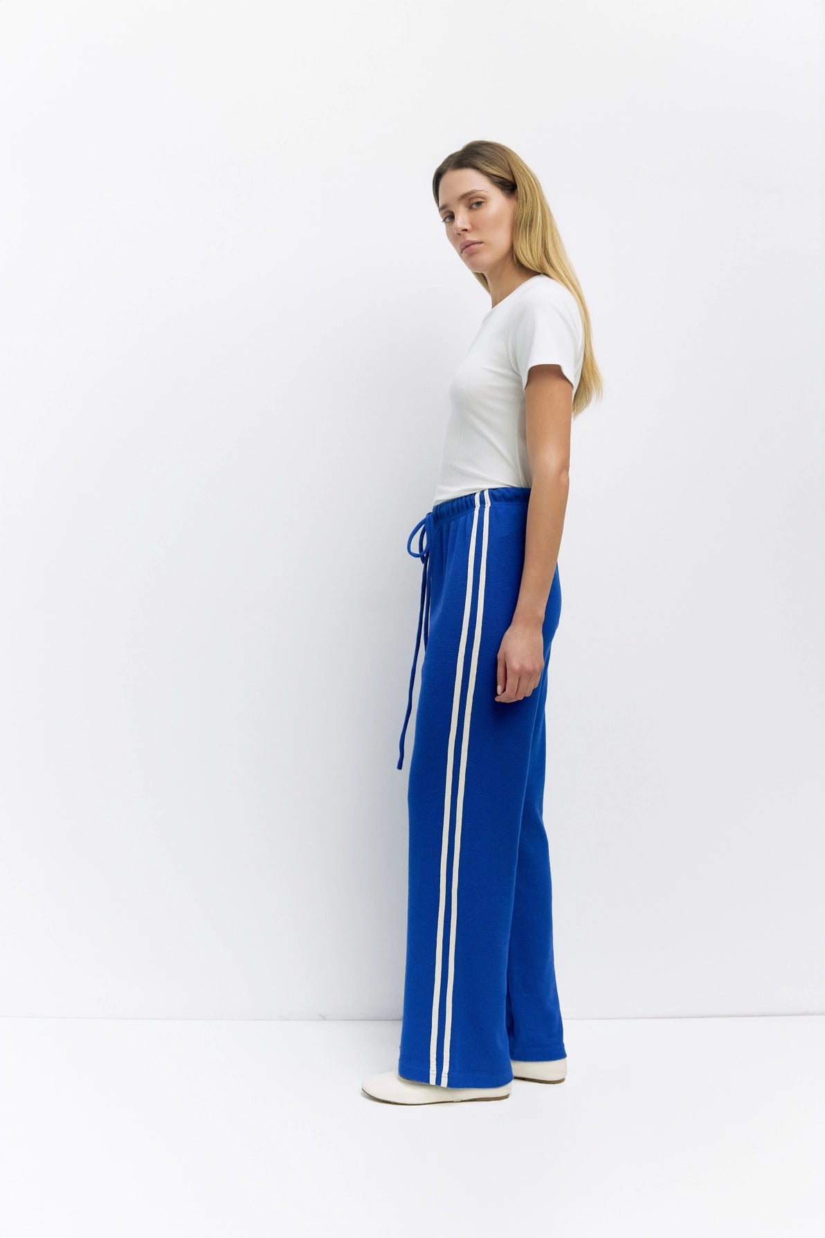 Enzo Track Pants in Blue/Cream