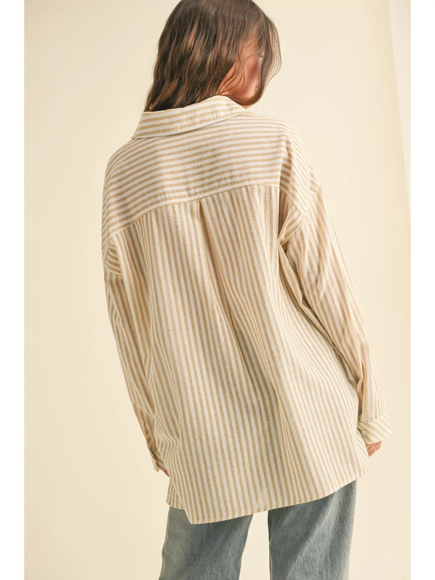 Stripe Button Down in Mustard