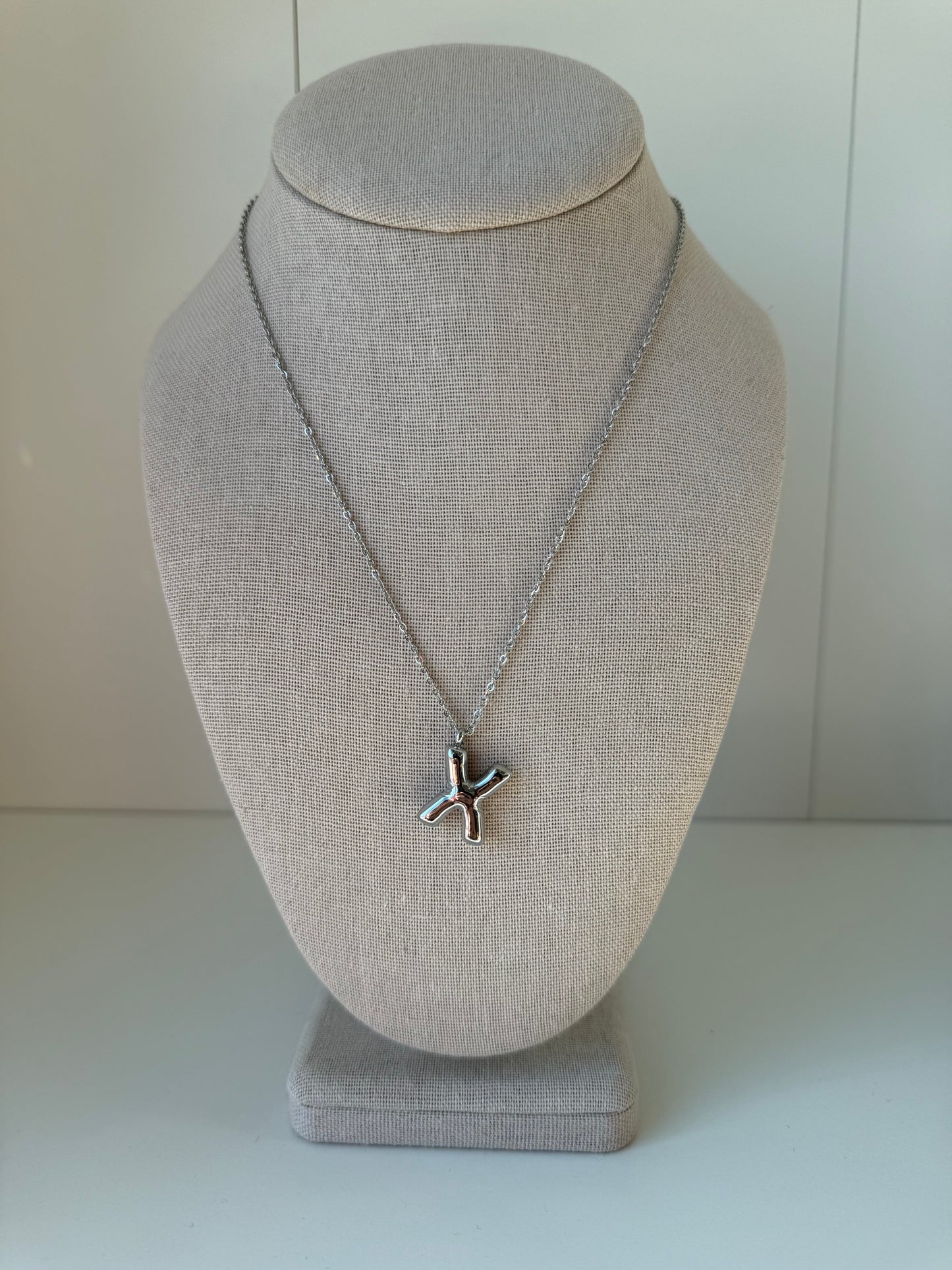Bubble Letter Necklace in Silver