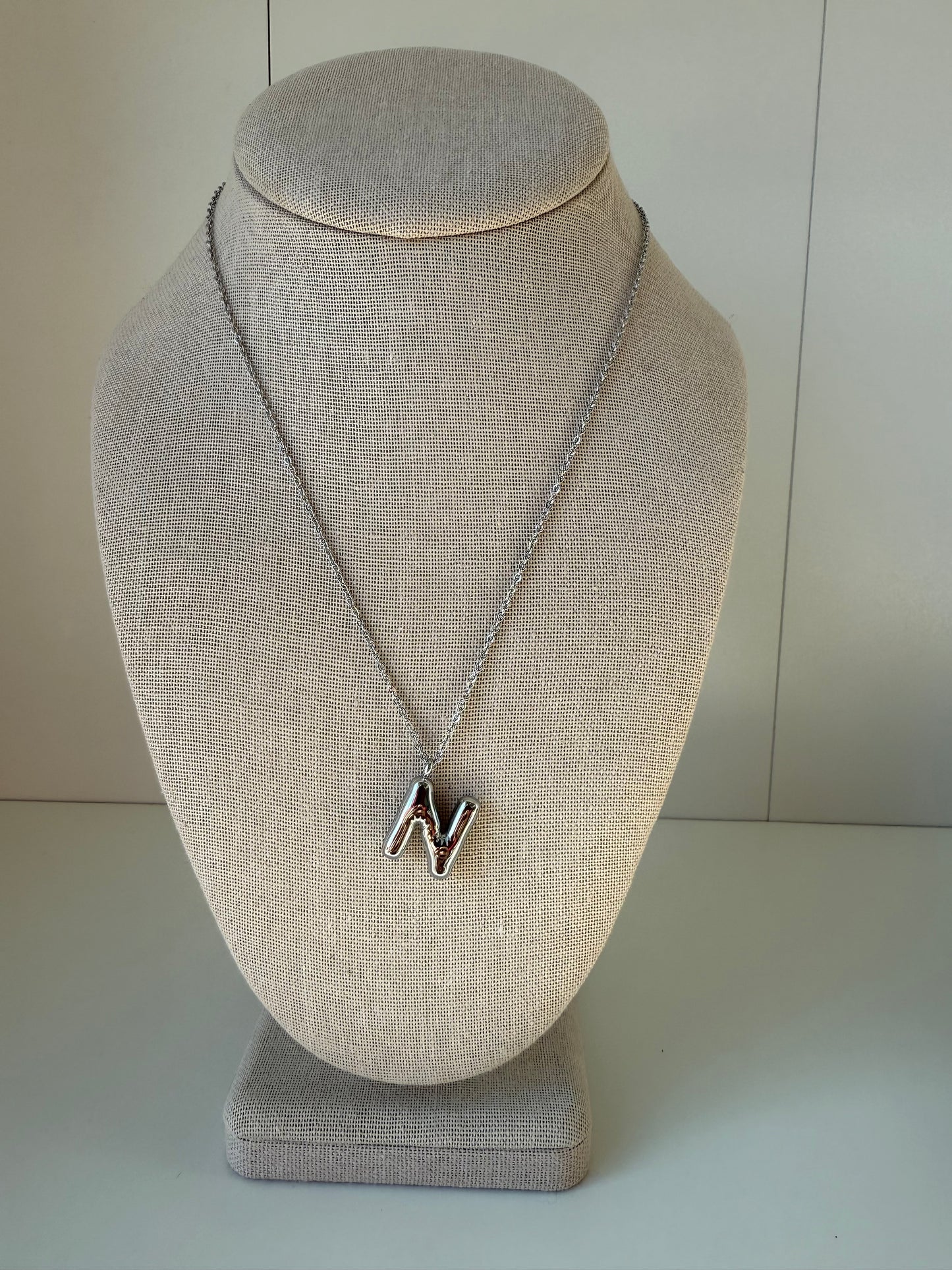 Bubble Letter Necklace in Silver