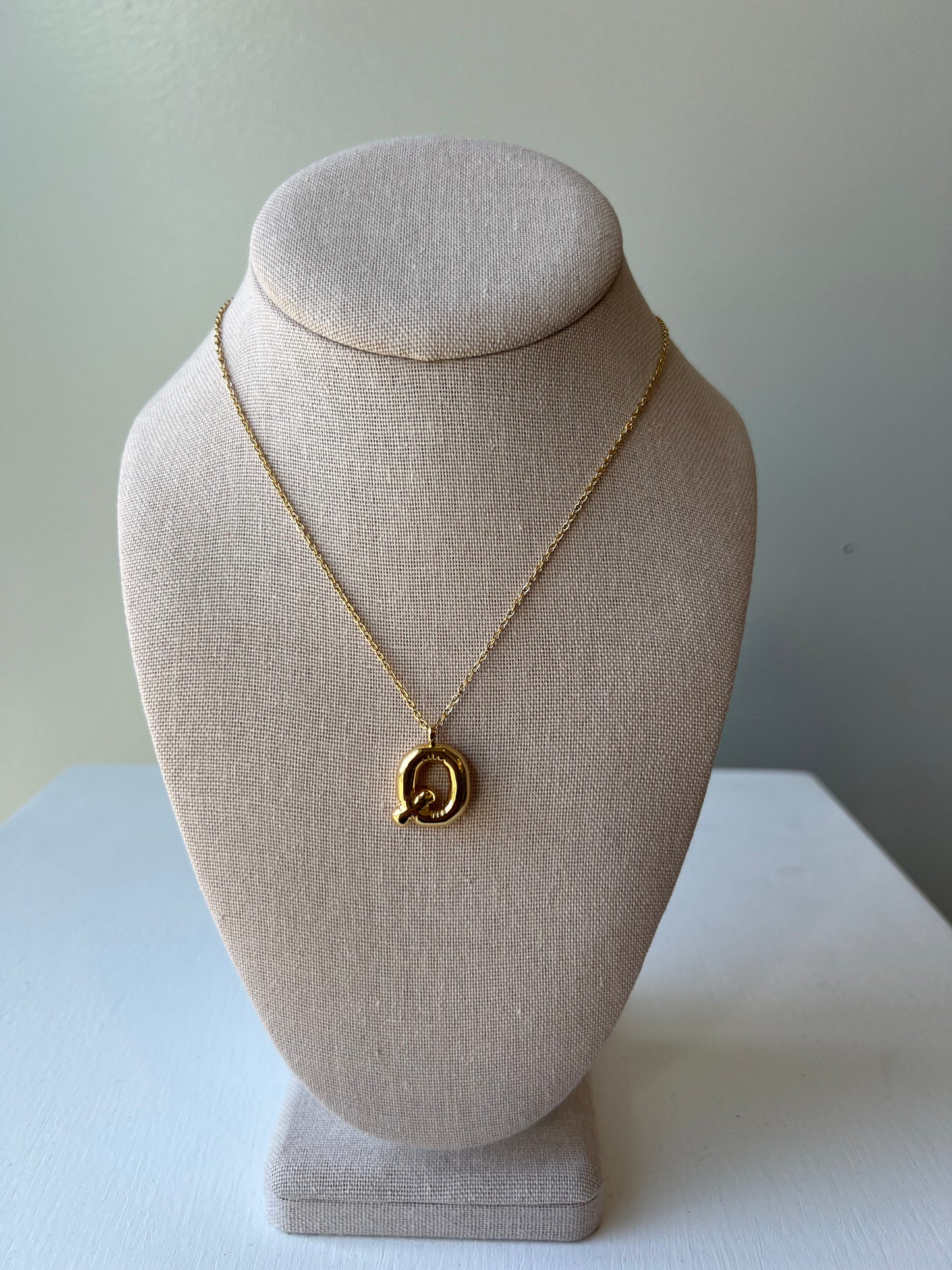Bubble Letter Necklace in Gold