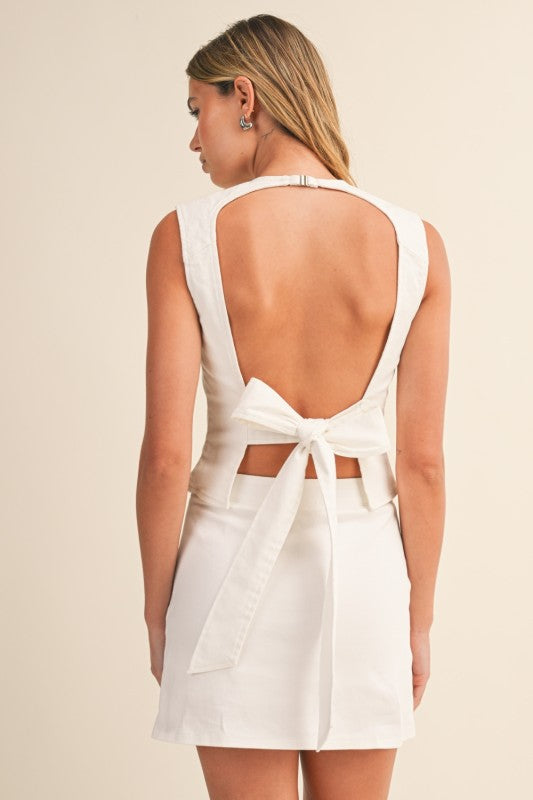 Iris Open Back Top in White