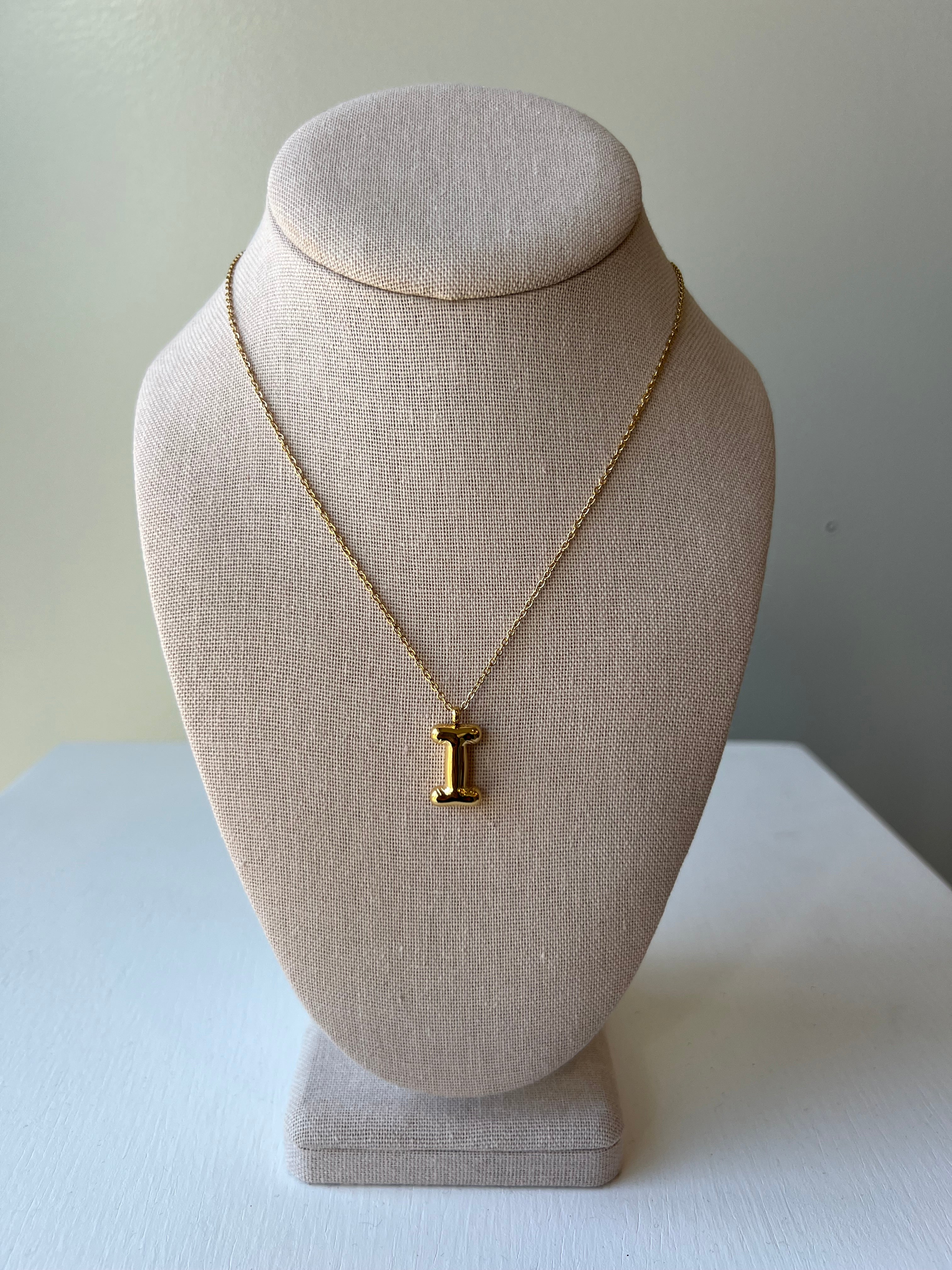 Bubble Letter Necklace in Gold