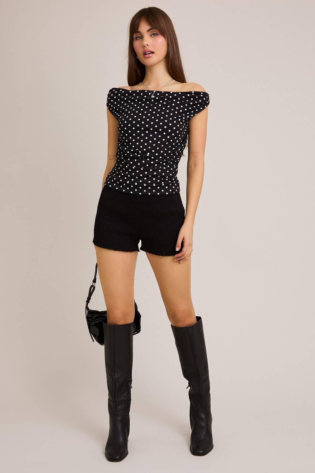 Billie Polka Dot Off Shoulder Top