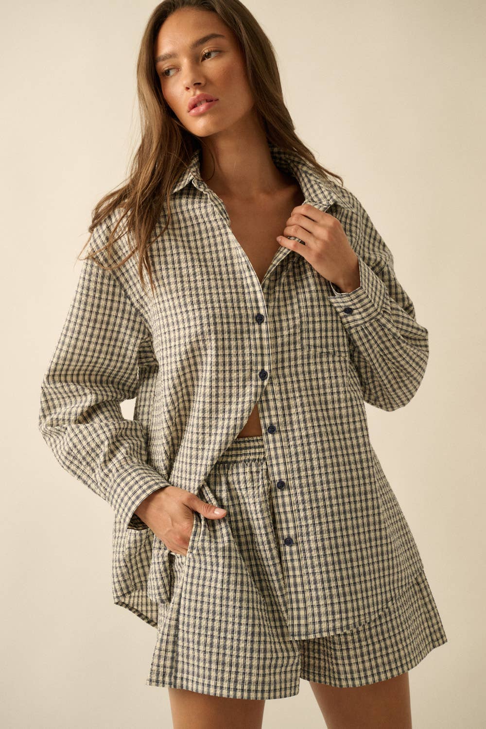 Sunny Sunday Seersucker Oversized Shirt