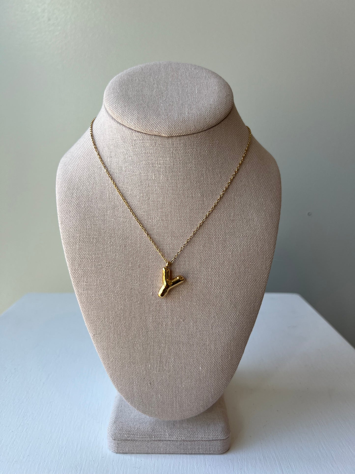 Bubble Letter Necklace in Gold